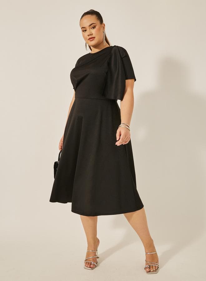 Asymmetric Flared Midi Dress - Image 1