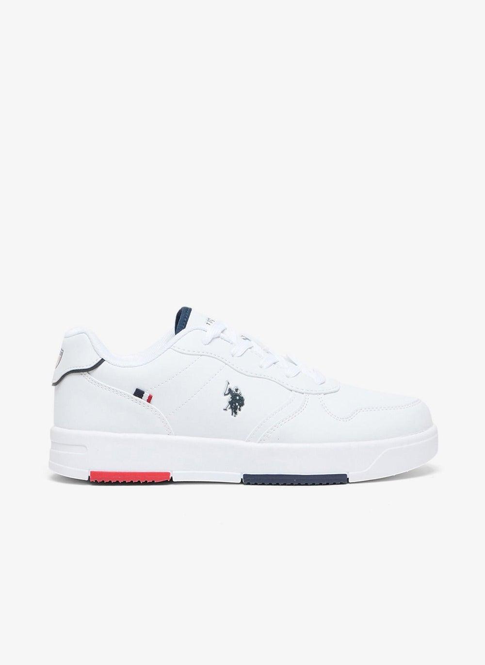 Women's White Low-Top Sneakers with Red and Blue Accents - Image 1