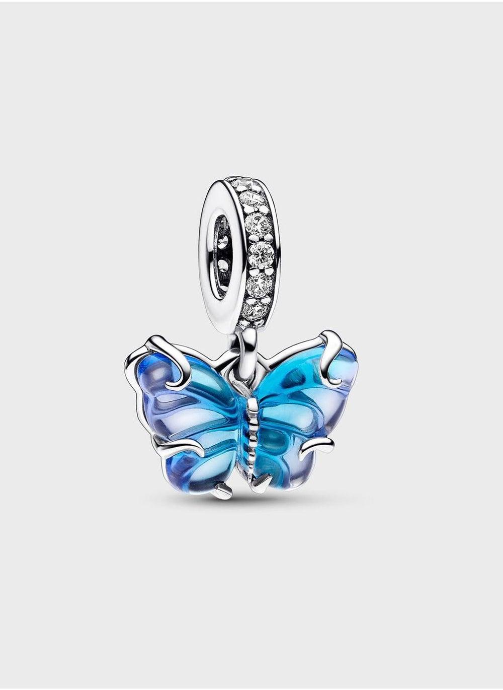Blue Murano Glass Butterfly Dangle Charm - Image 1
