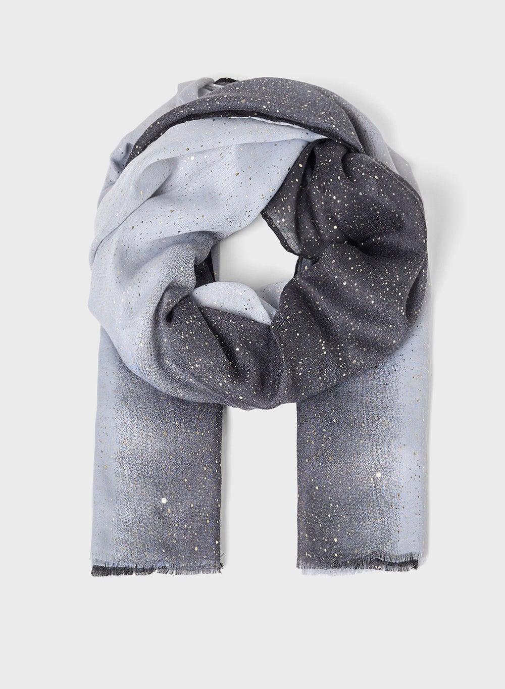 Ombre Metallic Print Long Hijab Scarf - Image 1