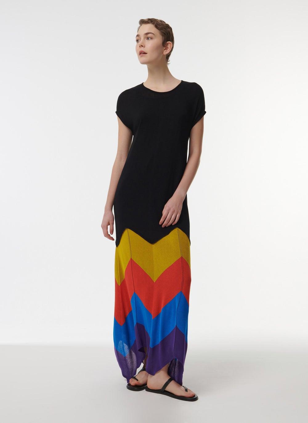 Contrast Colour Knitted A-Line Kaftan - Image 1