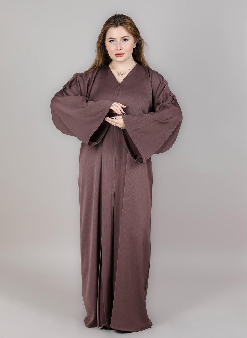 MSquare Brown CEY Fabric Abaya with Broad Sleeves - Image 1