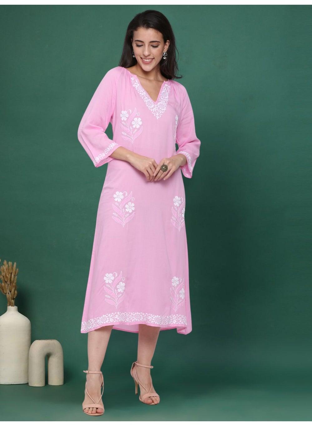 Floral Embroidered Midi Dress - Image 1