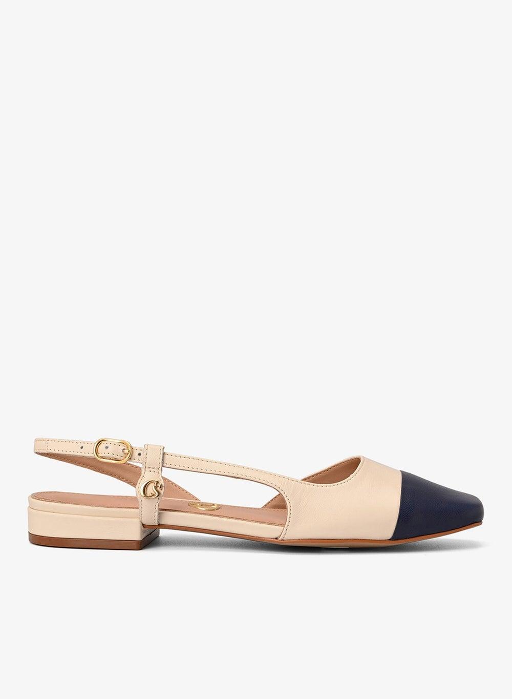 Bicolor Silk Slingback Flat Sandals - Image 1