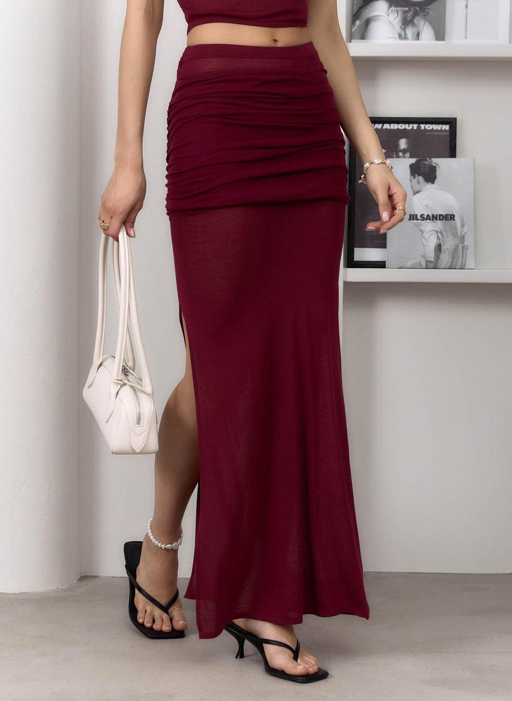 Jersey Midi Skirt with Draped Hips - Image 1