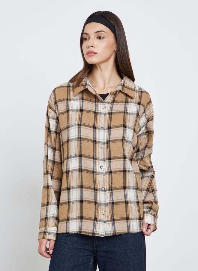 Take Two Women Checked Long Sleeve Oversized Shirt - Image 1