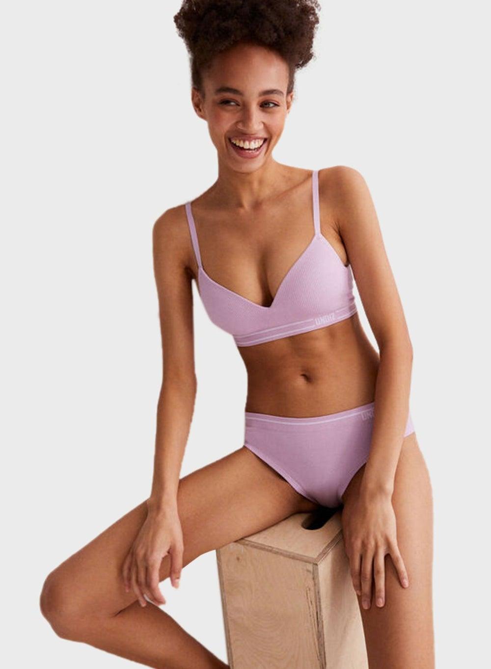 Seamless Ribbed Plunge Bra - Image 1