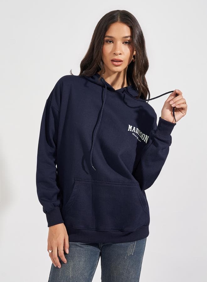 Oversized Longline Slogan Hoodie - Image 1