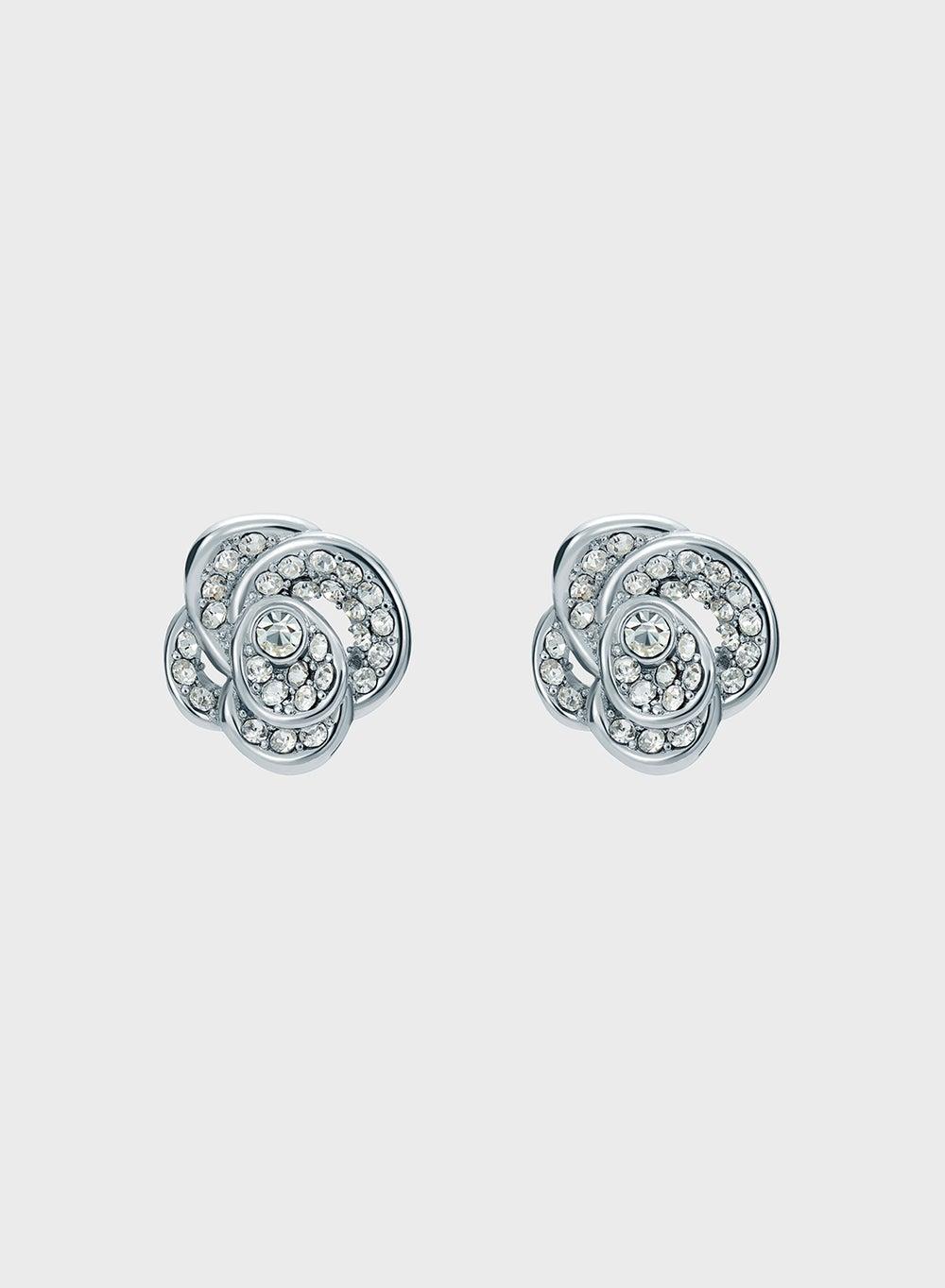 Crystal Flower Stud Earrings - Image 1