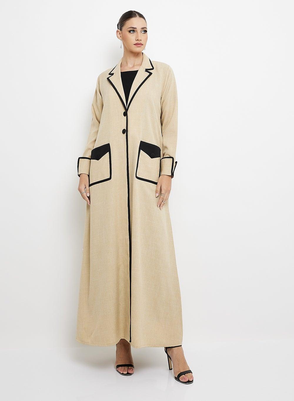 Stylish Button-Front Blazer Abaya - Image 1