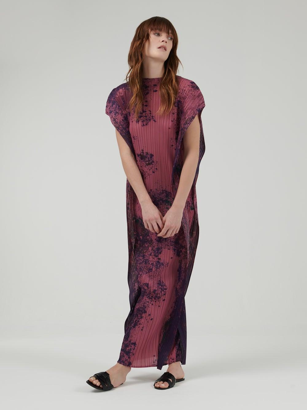 Dappled Printed Plisse Kaftan - Image 1