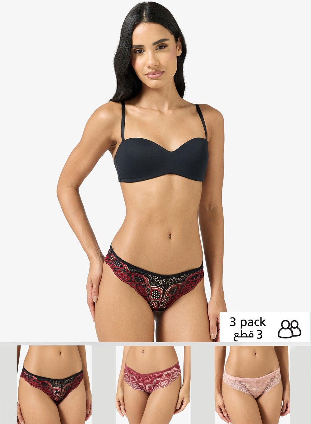 3 Pack Cheeky Lace Briefs - Image 1