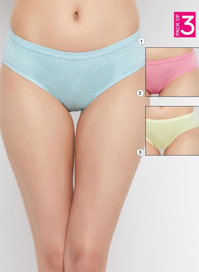 Pack of 3 Melange Low Rise Cotton Bikini Briefs - Image 1