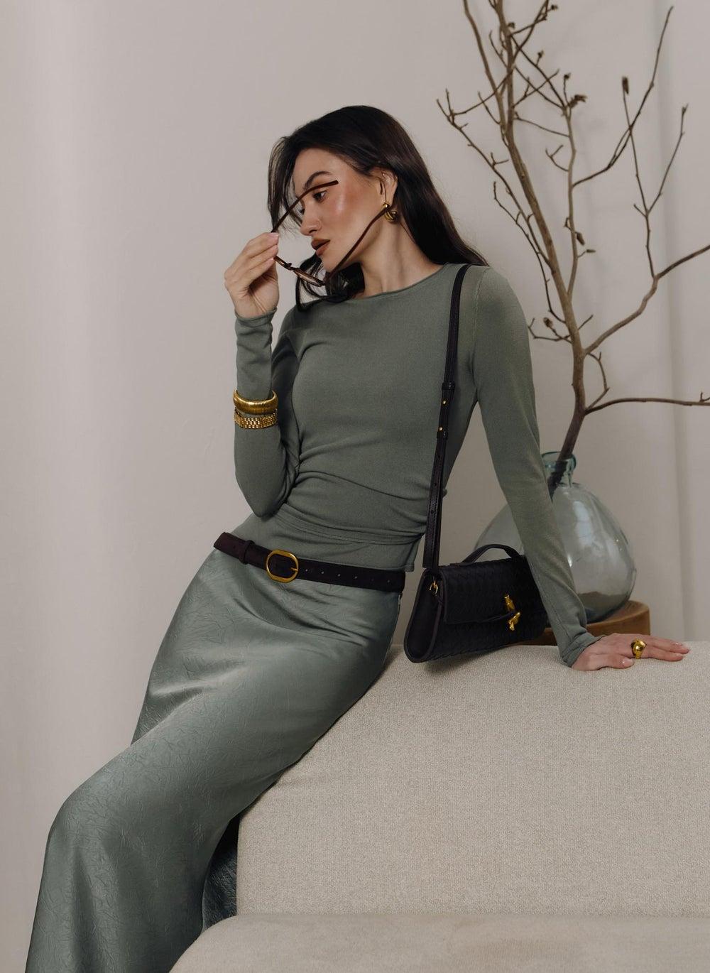 Asymmetrical Jersey Top with Wide Straps - Image 1