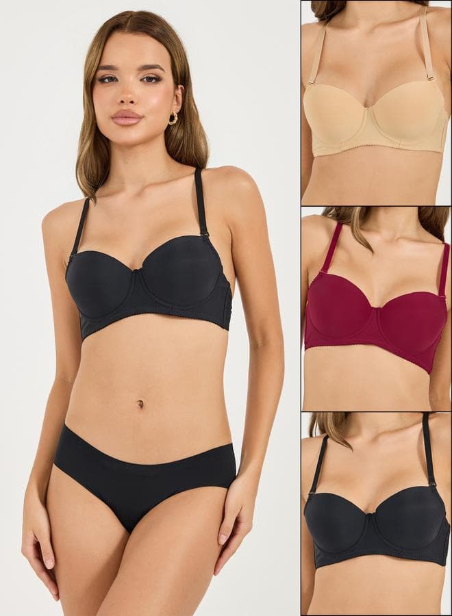 Pack of 3 Padded Wired Multiway Balconette Bras - Image 1