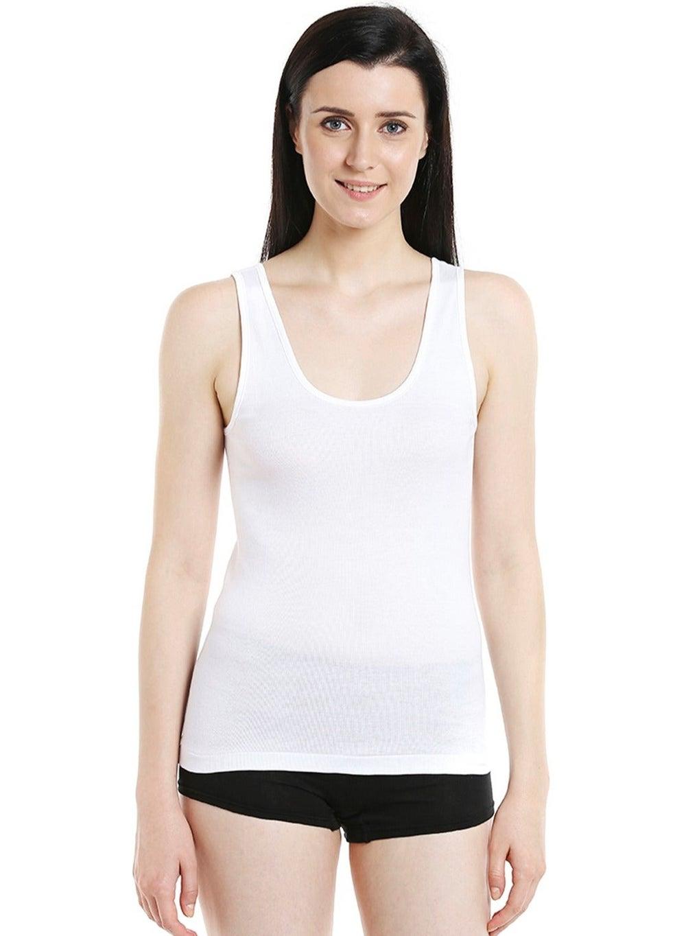Women's White Cotton Vest Pack of 3 - Image 1