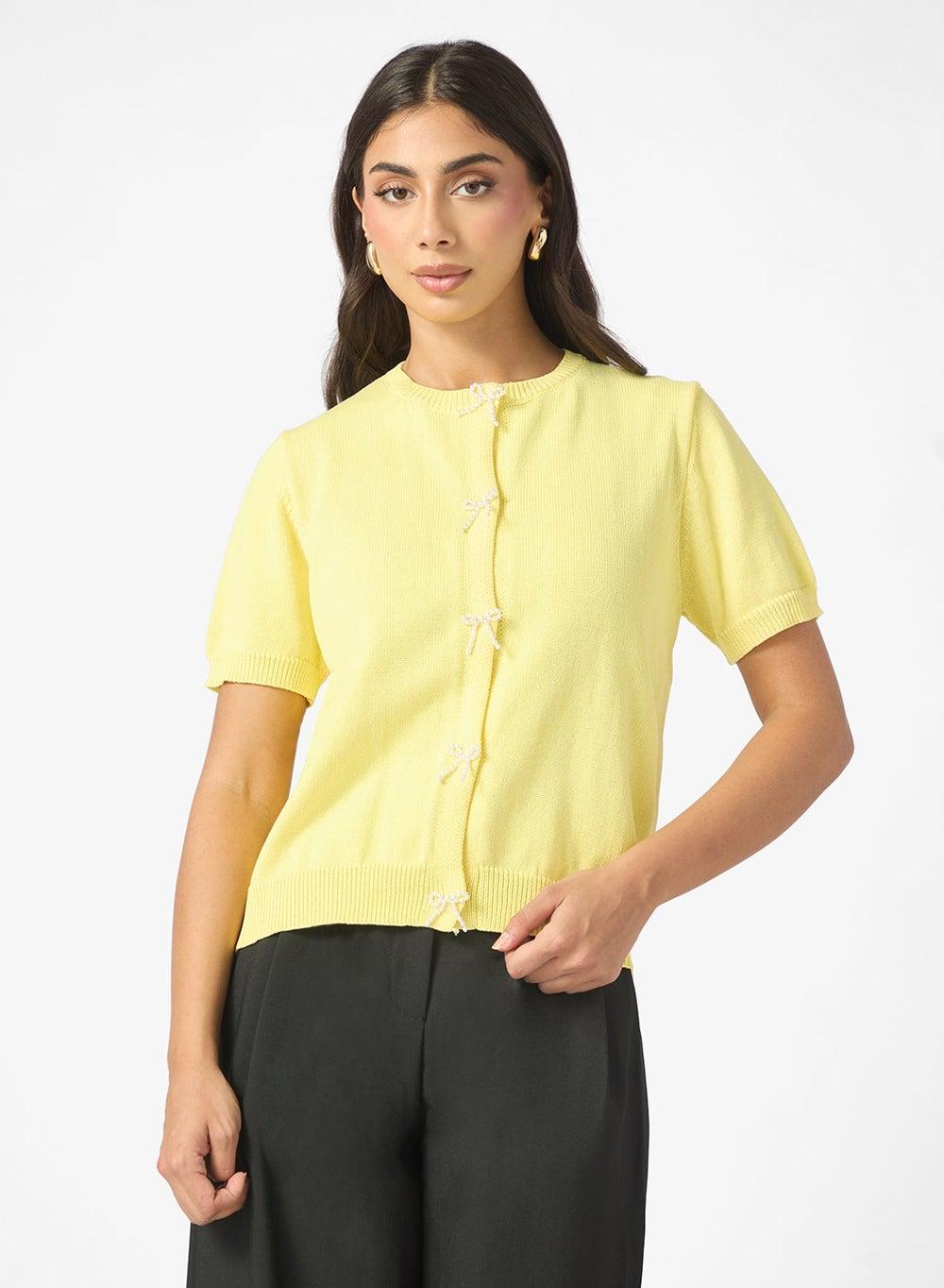 Cardigan With Bow Tie Detail - Image 1
