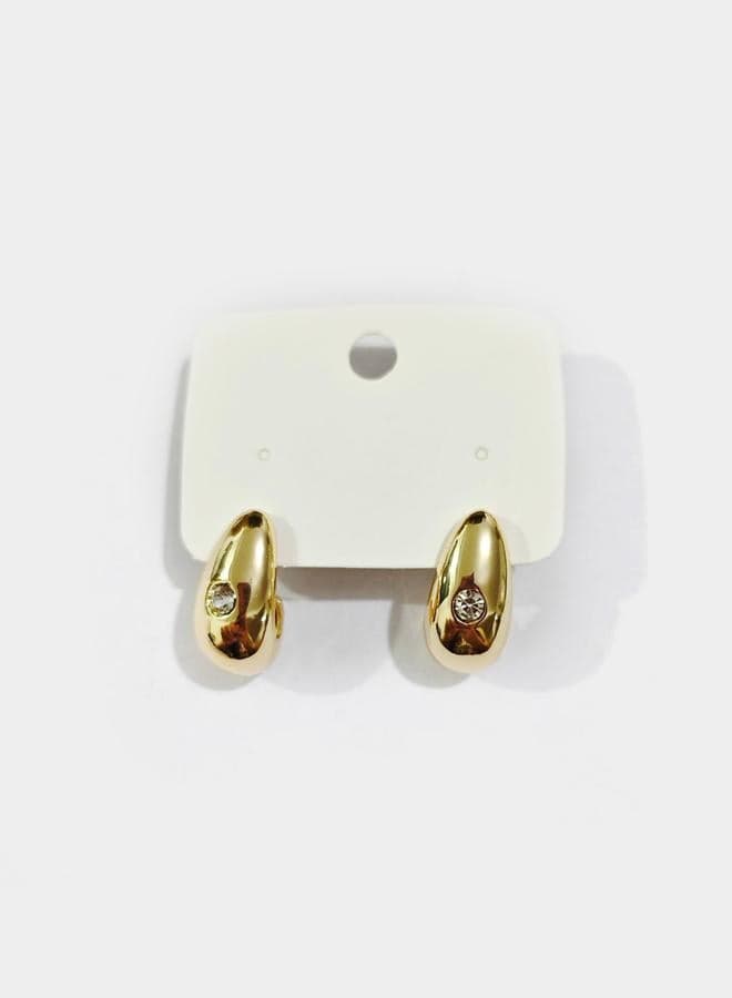 Styli Embellished Dome Hoop Earrings - Image 1