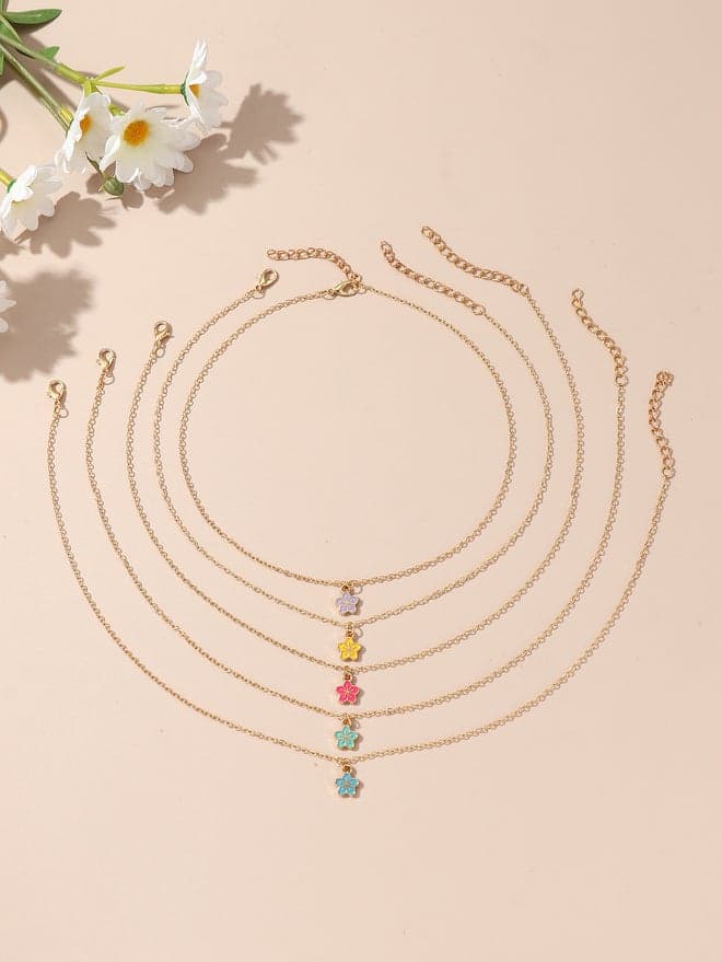 Take Two Set of 5 Flower Pendant Necklaces - Image 1