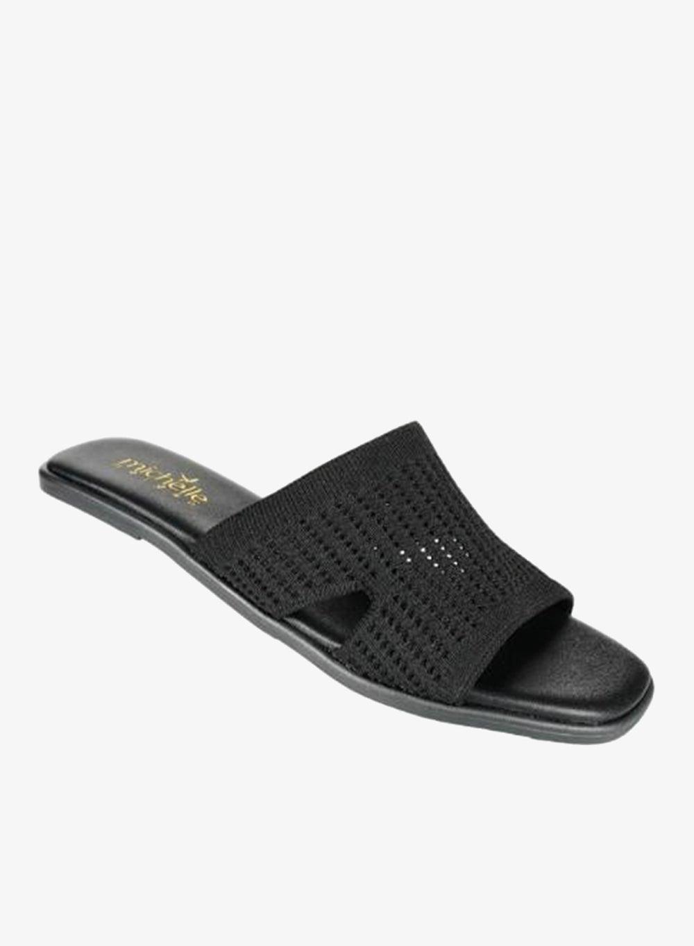 092-2774 Michelle Morgan Black Flat Heel Mule Sandals - Image 1