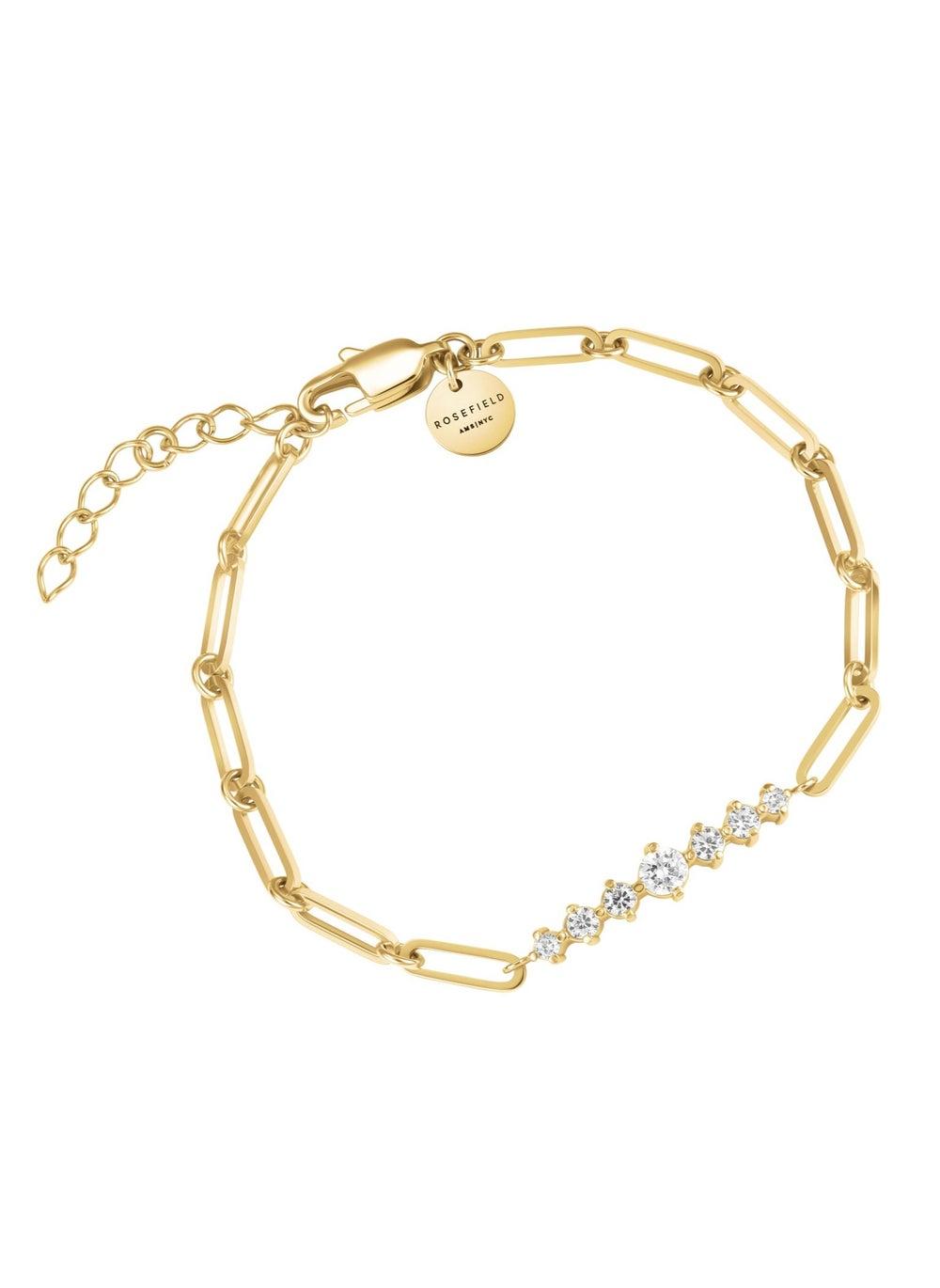 Rosefield Graduated Crystal Bar Paperclip Bracelet JBCBG-J1023 - Image 1