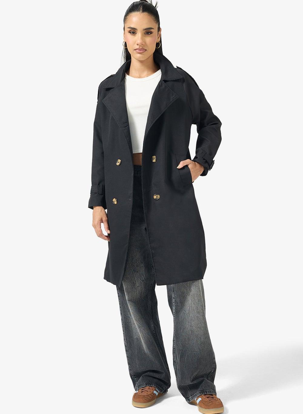 Oversize Woven Trench Coat - Image 1