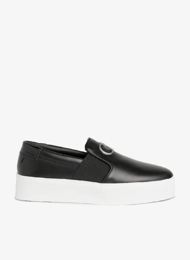 Leather Platform Slip-On Shoes with Monogram Hardware - Image 1