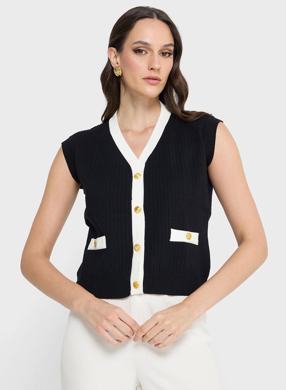 Vest With Contrast Trim - Image 1