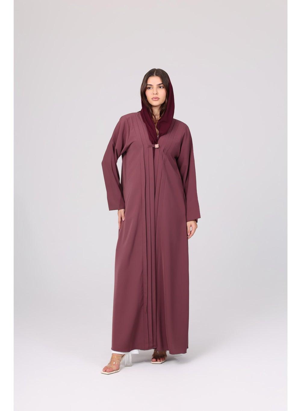Solid Pleated Colored Abaya ABY1104 - Image 1