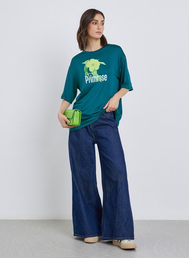 Floral Graphic Oversized T-Shirt for Women - Image 1