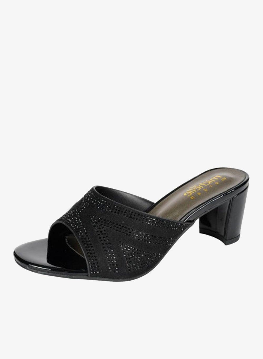 092-3047 Michelle Morgan Black Block Heel Mule - Image 1
