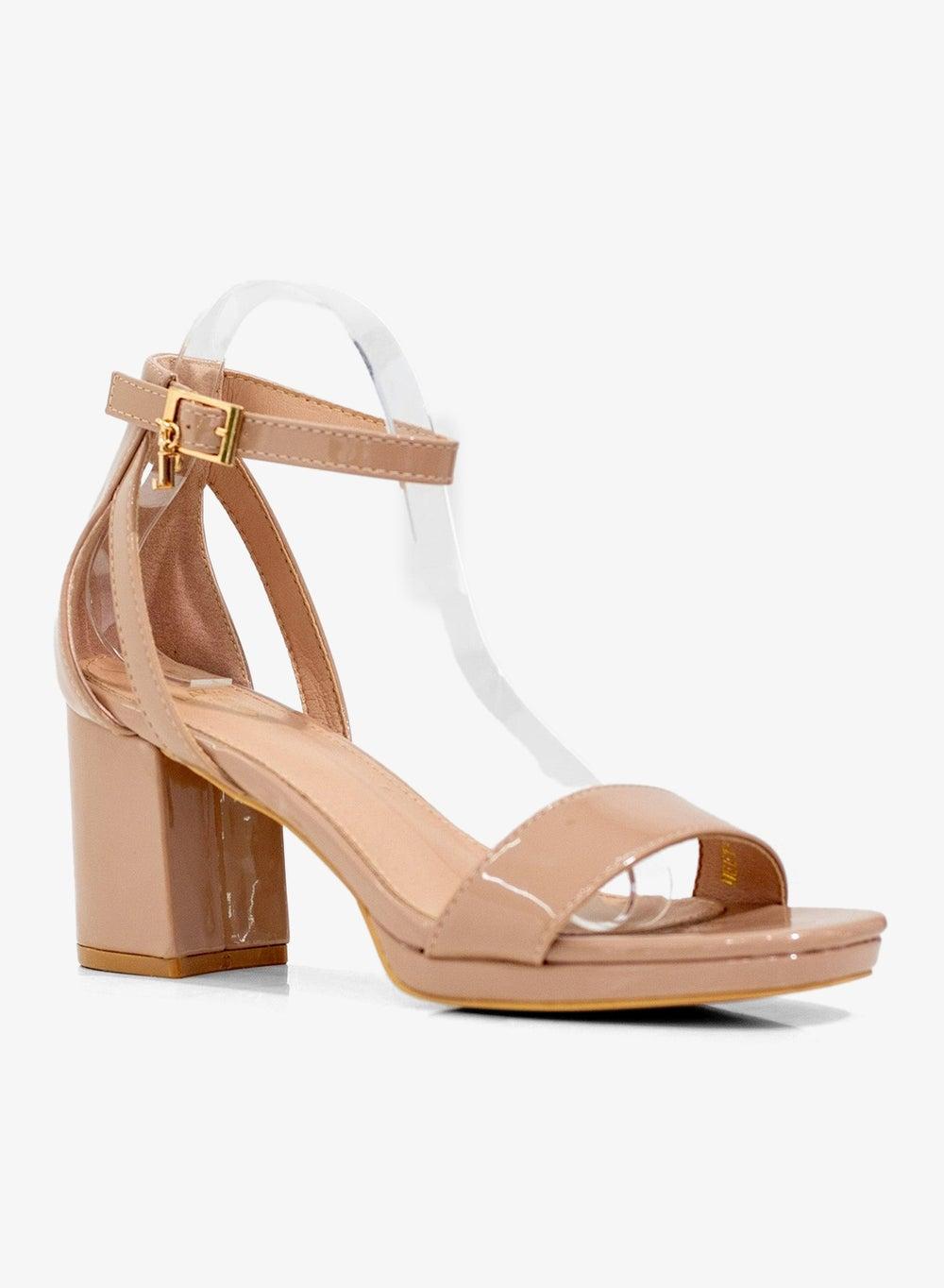 Neeta Nude Patent One-Band Sandal, 7cm Heel - Image 1