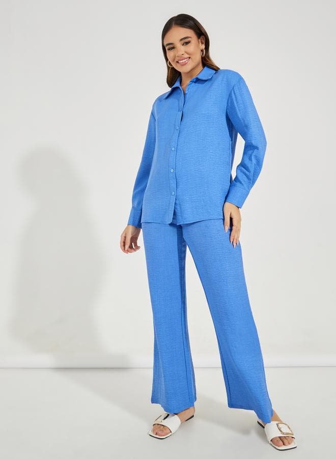 Styli Wide Leg Full Length Linen Look Pants - Image 1