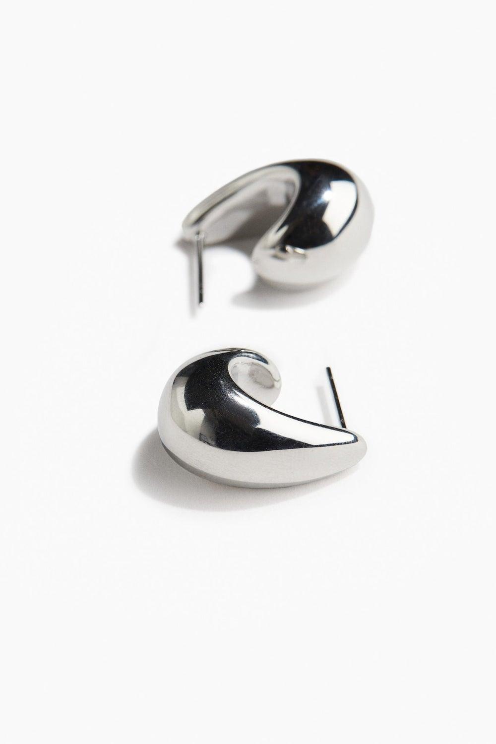 Shiny Stainless Steel Dome Earrings - Image 1