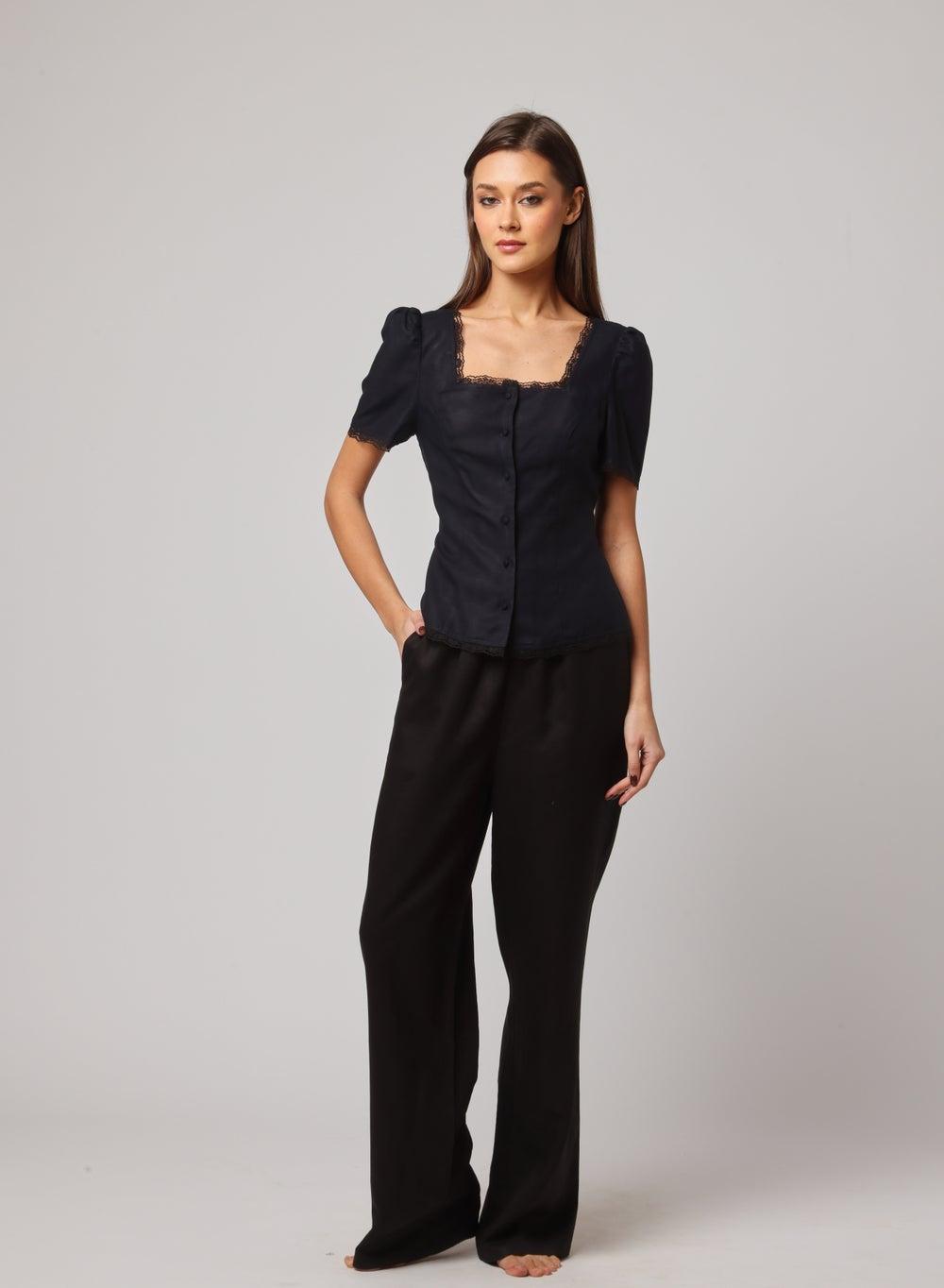 Tara High-Waisted Wide-Leg Trousers - Image 1