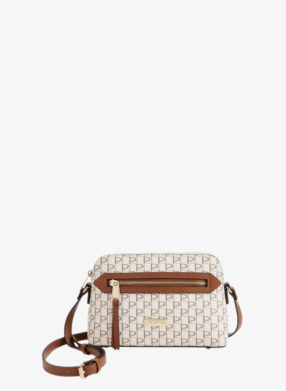 Monogram Print Crossbody Bag with Adjustable Strap - Image 1