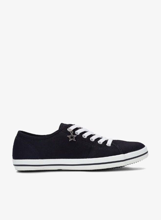 Casual Black Canvas Lace-Up Sneakers - Image 1
