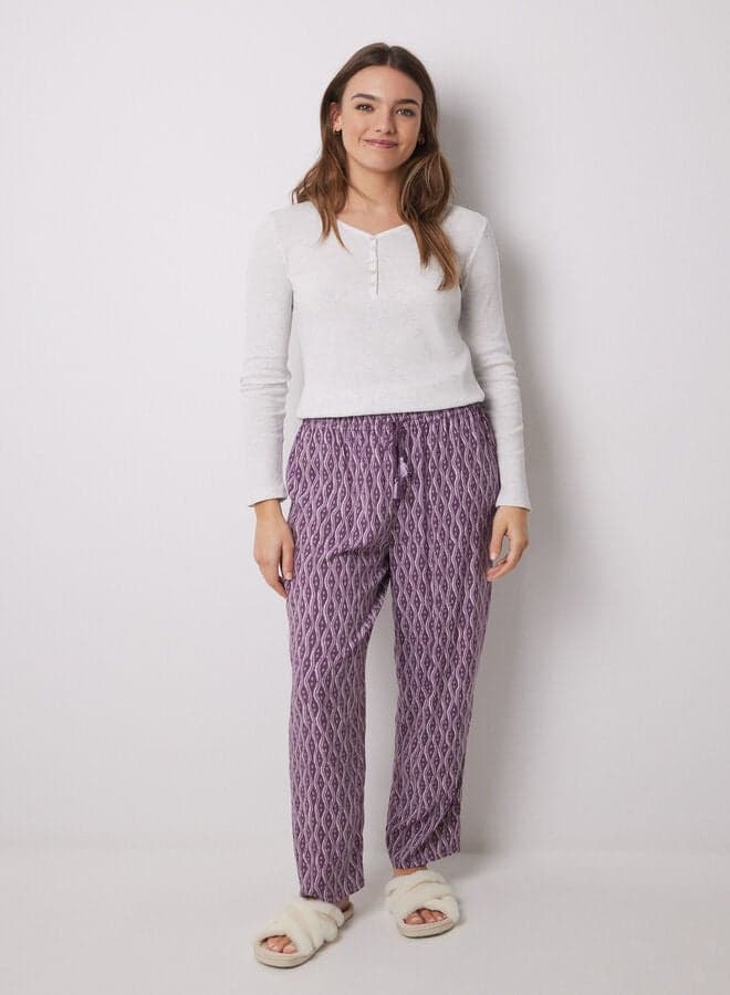 Viscose Carrot Trousers with Ikat Print - Image 1