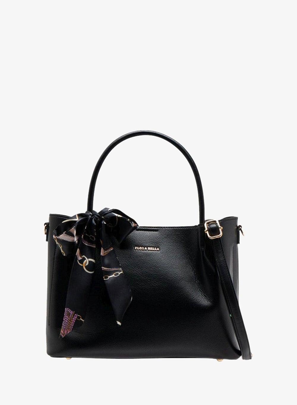 Women’s Solid Tote Bag with Scarf Accent - Image 1