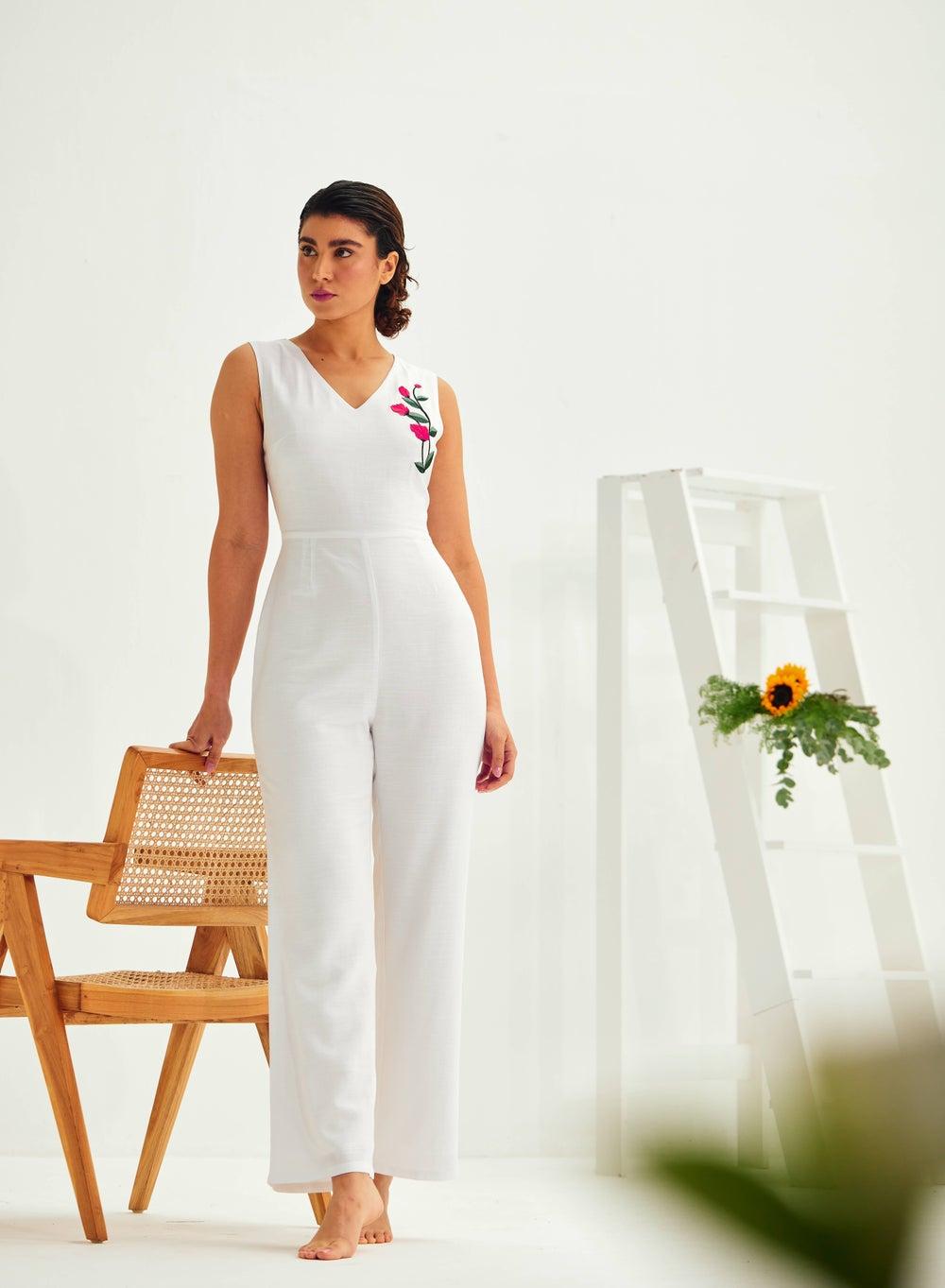 Floral-Inspired Ankle-Length Sleeveless Jumpsuit - Image 1