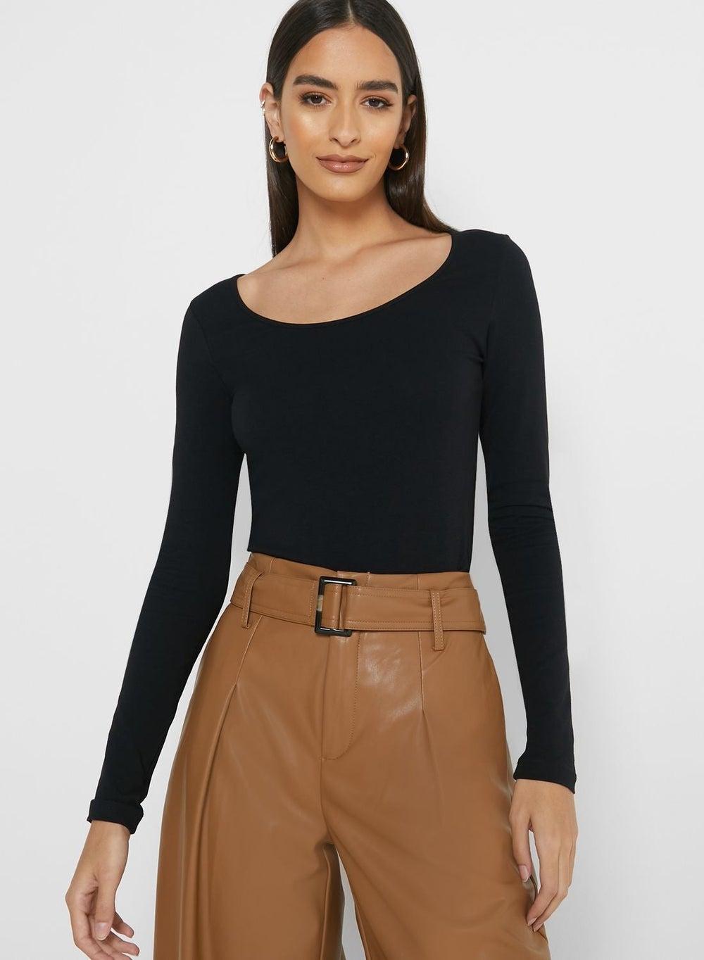 Scoop Neck Organic Cotton Long Sleeve T-Shirt - Image 1