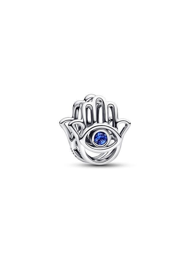 Hamsa Hand Charm with Blue Crystal Detail - Image 1