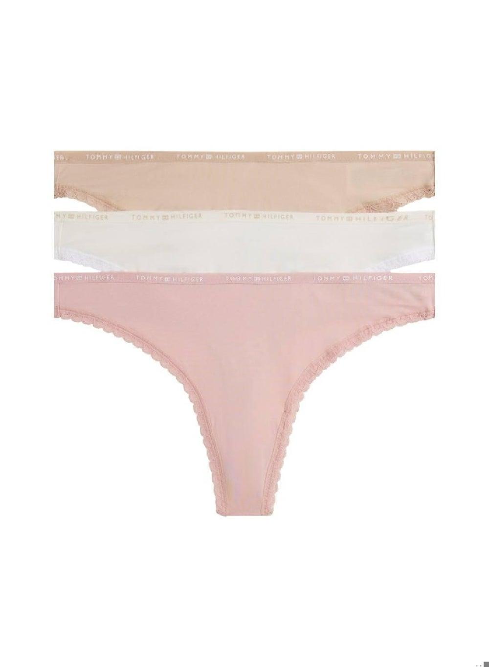 3 Pack Lace Thongs in Assorted Colours - Image 1