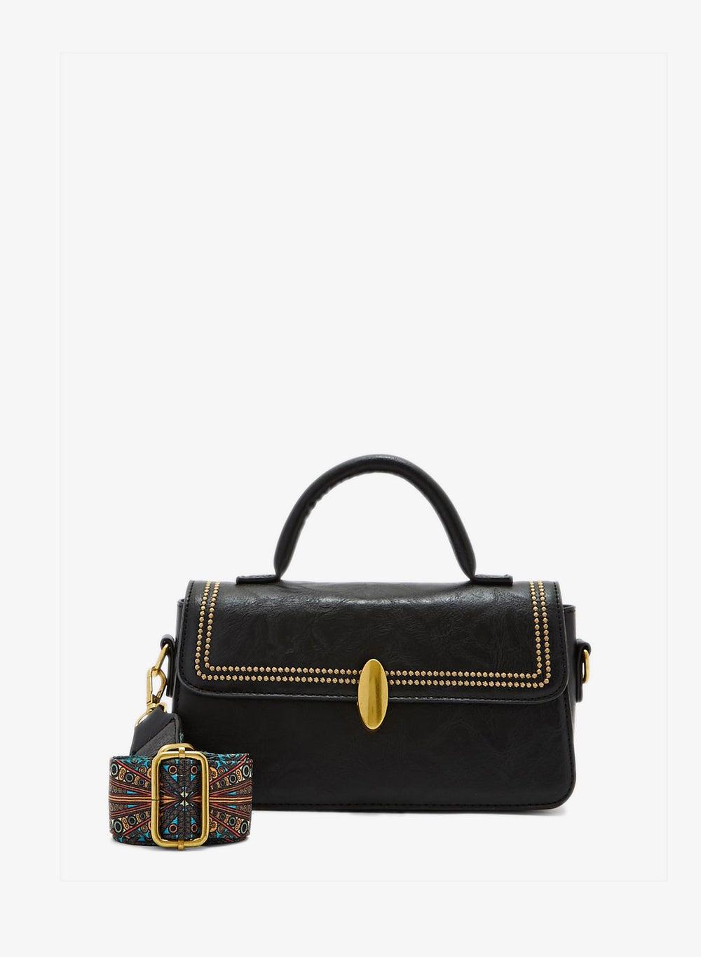 Printed Strap Stud Detail Crossbody Bag - Image 1
