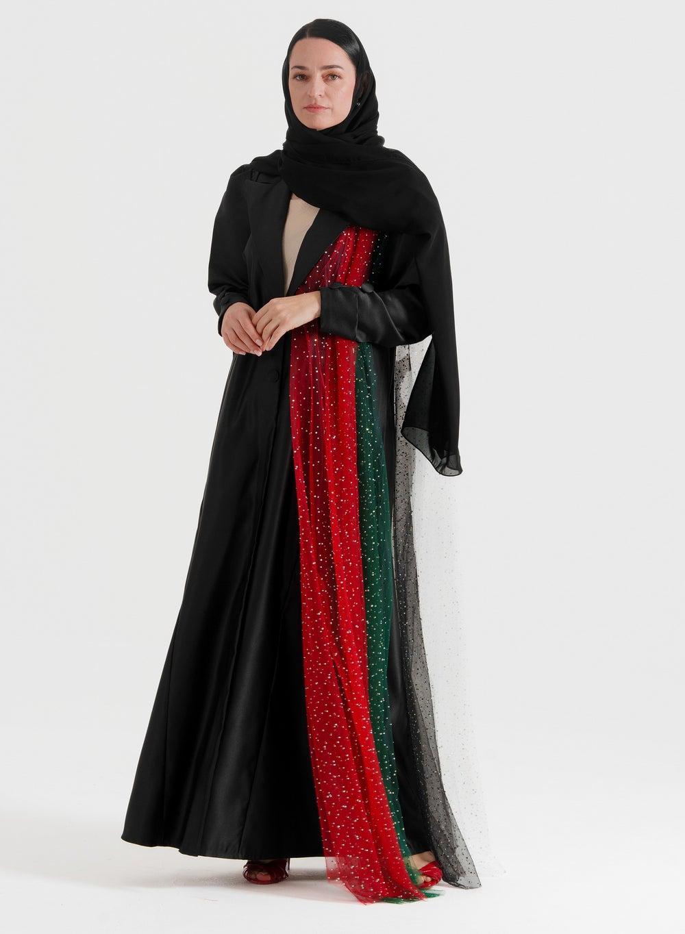 Blazer Abaya with Puff Sleeves and Buttons - Image 1