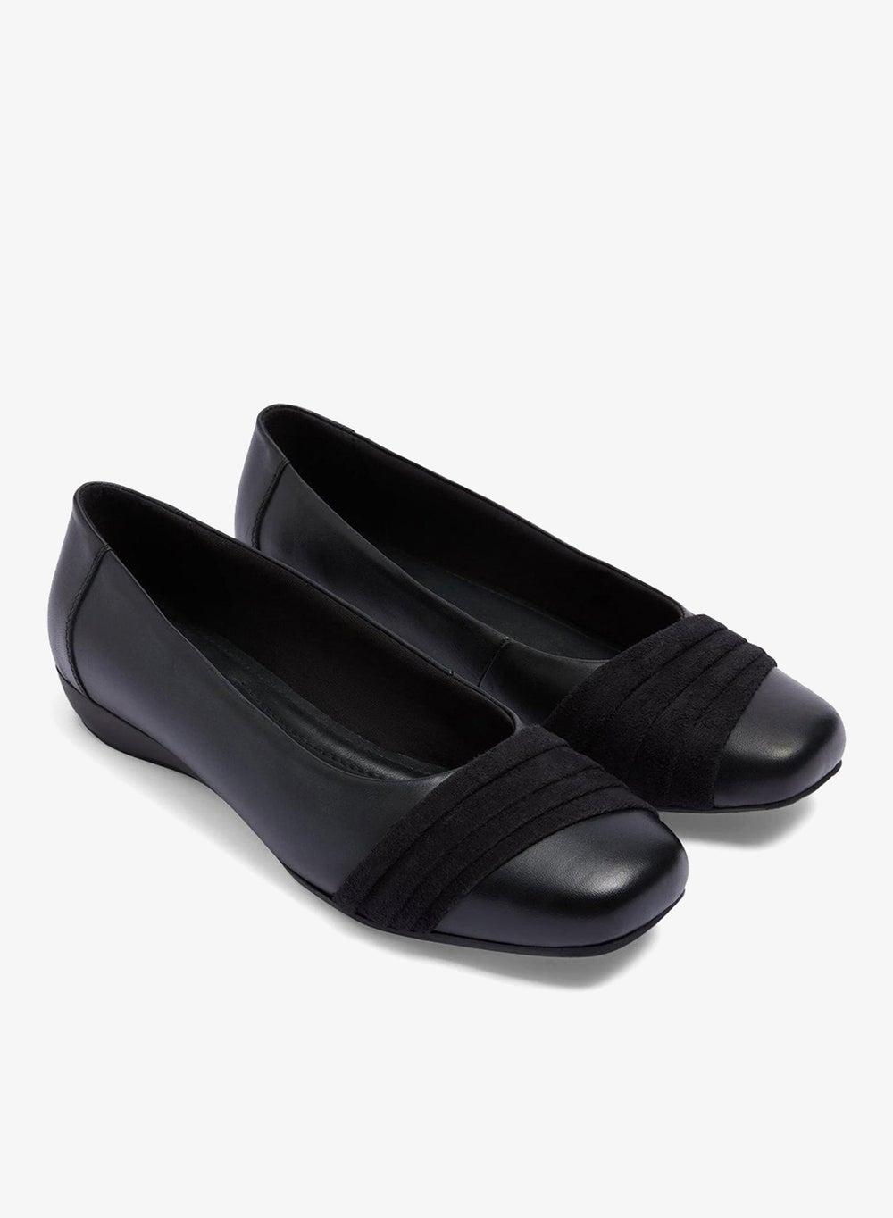 Black Square Toe Flat Shoes - Image 1