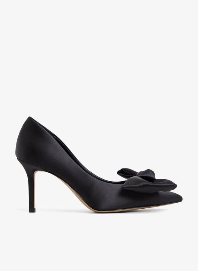 Kaitia Midnight Satin Bow Pumps - Image 1