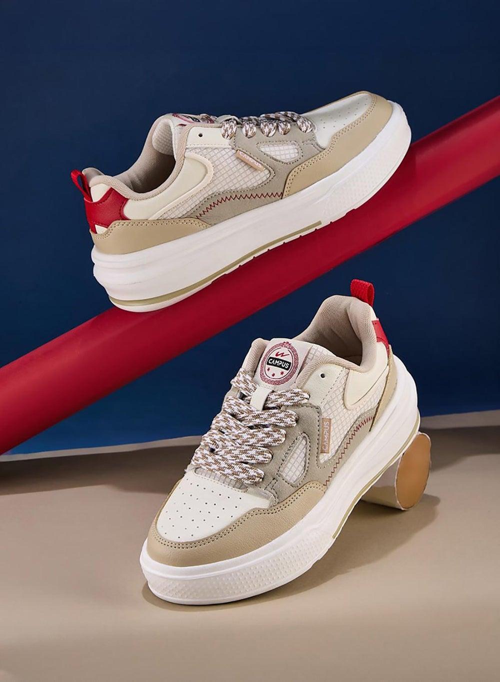 Women’s Low Top Color-Block Sneakers with Patterned Lace - Image 1