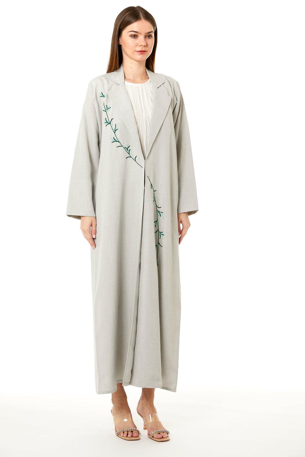 Embroidered Open Front Abaya - Image 1