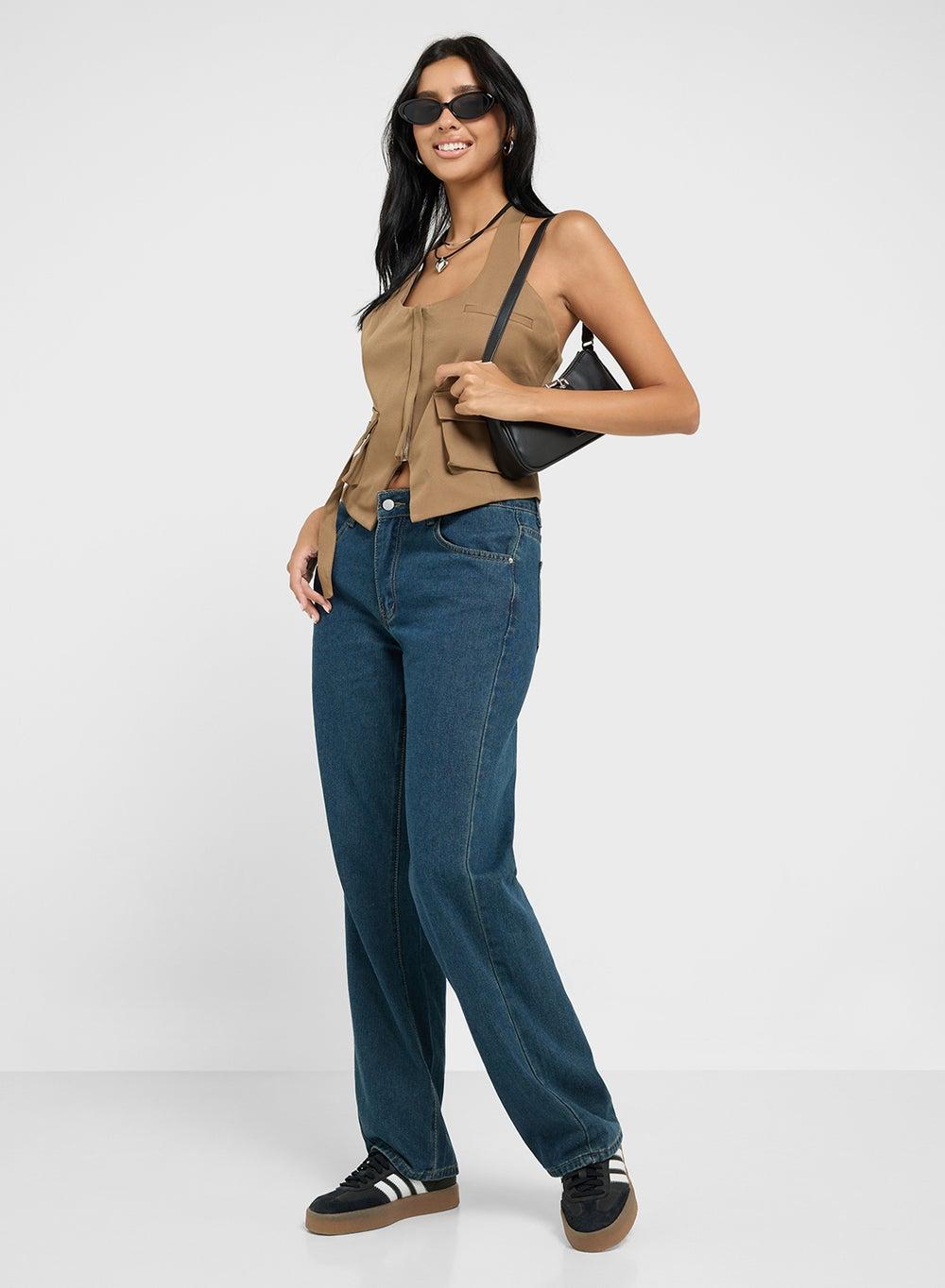 Mid Rise Straight Fit Jeans - Image 1